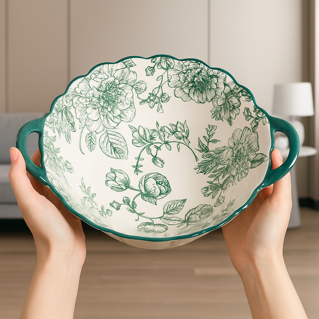 Service vaisselle céramique – 6 pièces au design floral élégant